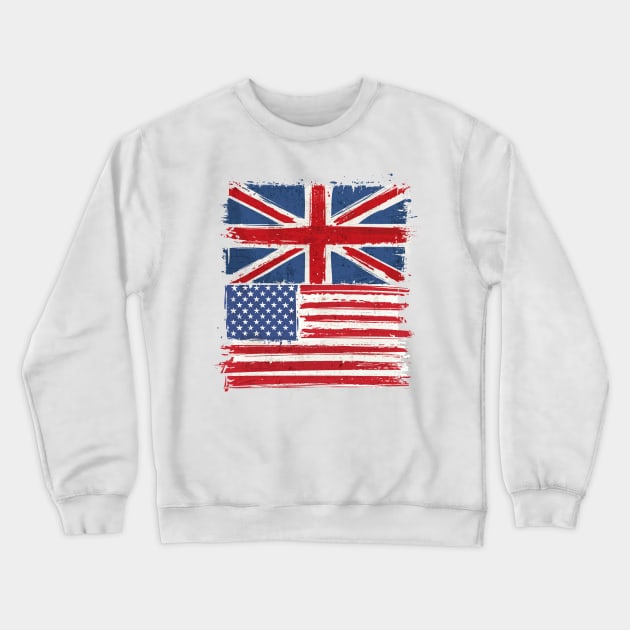 USA and Uk Flag Crewneck Sweatshirt by Islanr